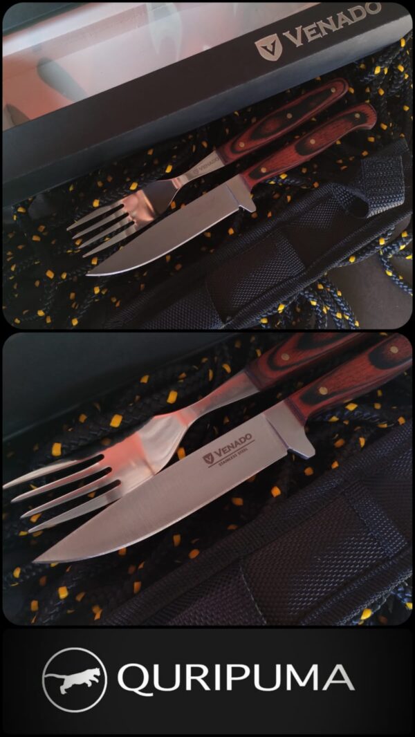 Set Cuchillo y tenedor Venado inox 420
